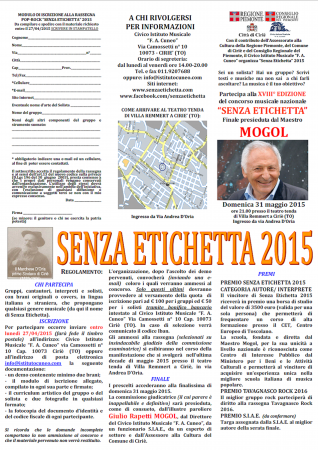 Bando di concorso Senza Etichetta 2015